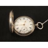 A silver key wind Hunter pocket watch