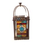 A brass and leaded light hall lantern