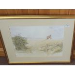 Dorothy Waters watercolour of a pheasant in flight plus a gilt wall mirror