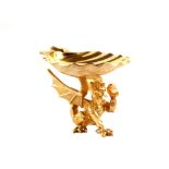 A limited edition silver gilt dragon and shell stand with cultured pearl commemorating the birth of