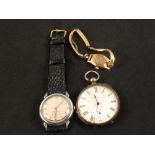 A lady's gold plated Omega wristwatch on strap,