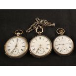 Three gents silver cased pocket watches