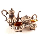 A Victorian silver plated four piece tea set