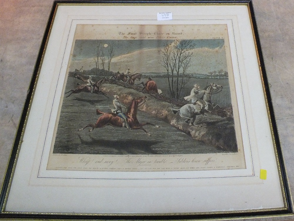 A set of four 19th Century Alkin coloured prints, The First Steeplechase on Record, 1839, - Image 2 of 4