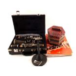 A cased clarinet,