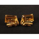 A pair of gold clip on earrings, stamped 18ct,