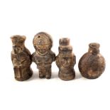 Four pre Columbian style figures and vases