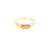 A 14ct gold five stone diamond ring,