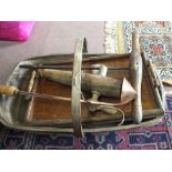 A large trug, oak tray,