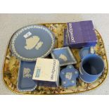 A quantity of Wedgwood blue Jasperware