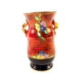 A Crown Devon Rouge Royale style floral vase