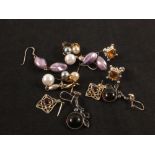 A mixed Lot of silver earrings including a pearl set