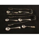 Two pairs of silver sugar tongs,