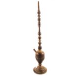 An Eastern brass and enamel Hookah pipe