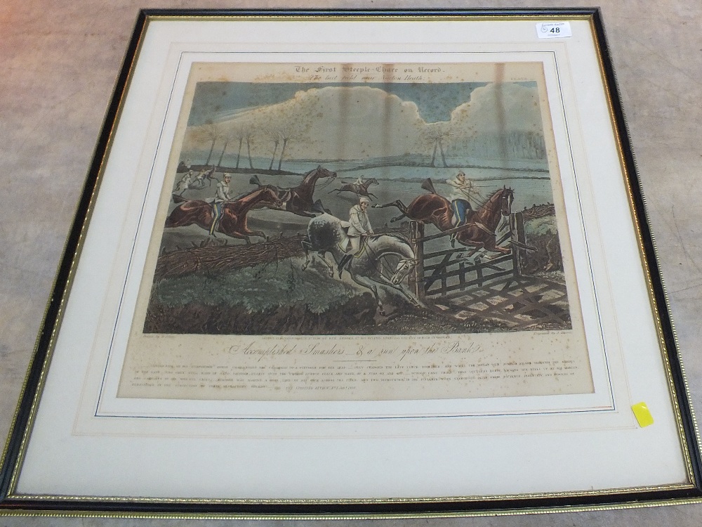 A set of four 19th Century Alkin coloured prints, The First Steeplechase on Record, 1839, - Image 3 of 4