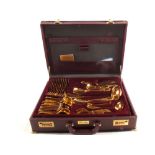 A Nivella 24ct gold plated cutlery set in case