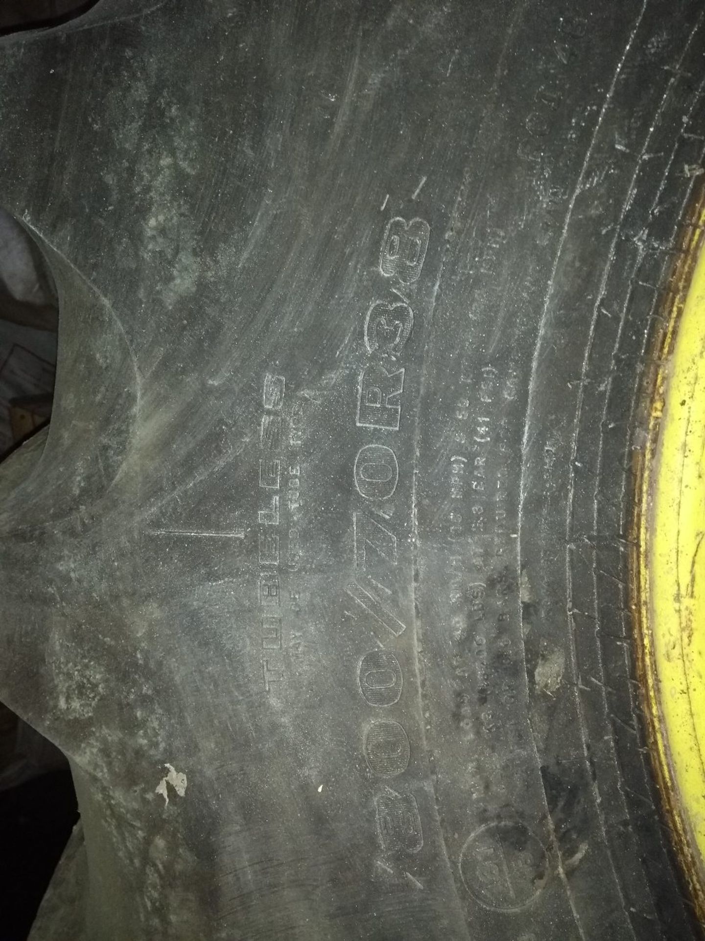 Pair of 800/7.0R38 Goodyear tyres, removable centre, suitable for JD 6210R stud. ET80070. - Image 4 of 5