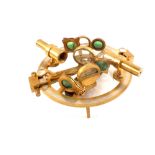 A brass circular repeating sextant marked Stanley London