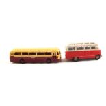 A French Dinky 29F Autocar Chausson coach (repainted) and 542 Mercedes Benz mini bus