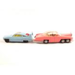 A Dinky 100 Lady Penelope FAB1 pink with sliding roof and 108 Sams car in blue,