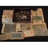 Various GB and foreign coins and banknotes