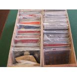 Two wooden cases containing GB and foreign coins including silver