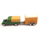 A Corgi GS2 Land Rover and pony trailer (with pony), Rover green and beige,