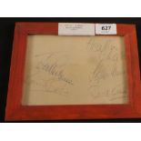 Framed autographs, cast of radio series The Navy Lark,