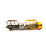 A French Dinky 33 Simca Glaziers lorry in yellow and green plus grey and green Saint Gobain (no
