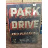 An enamel Park Drive Cigarettes sign,