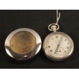 A military pocket watch marked GS TP 199822 in protective case