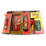 Boxed Matchbox models, Y14 1911 Maxwell Roadsters in blue and yellow and blister boxes,