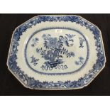 An 18th Century Nankin blue and white floral meat plate,