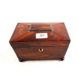 A 19th Century mahogany and rosewood two compartment sarcophagus tea caddy