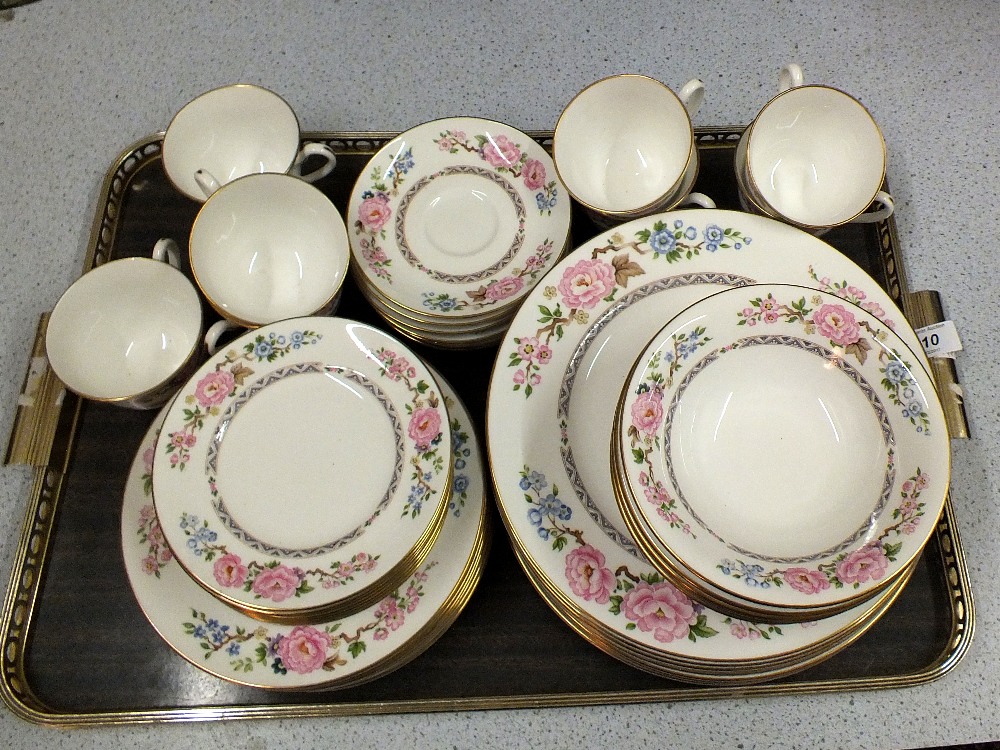 Royal Worcester rose decorated part dinner and tea set