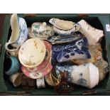Two boxes of Victorian and other jugs,