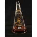 A Frank Hermle skeleton clock with glass dome, made in Germany, 791-081, 16.5cm/167.