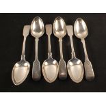 Six various silver spoons with different dates and makers,