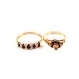 Two 9ct gold sapphire and illusion set diamond rings