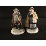 A pair of 19th Century German porcelain match strikers titled 'I am off with him and I am starting