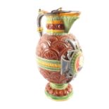 A 19th Century Majolica jug commemorating William Shakespeare's Tercentenary 1864 (with