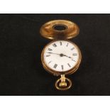 A lady's 14ct gold fob watch (as found)