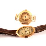 Two lady's 9ct gold wristwatches,