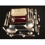 Various items of silver cutlery