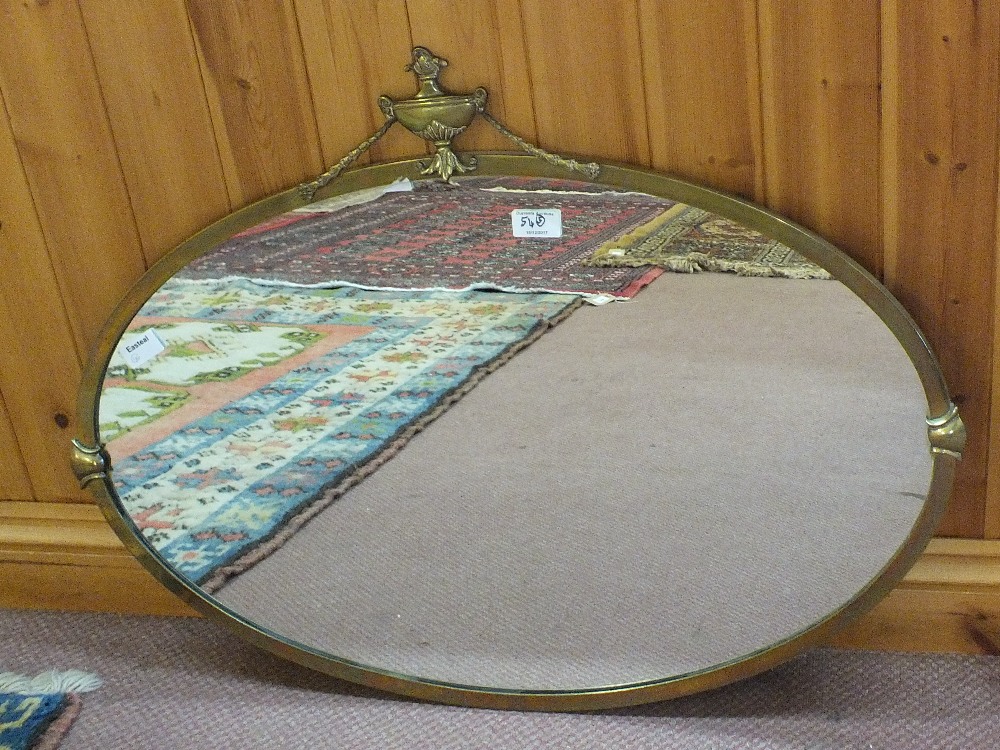 Oval brass and mahogany mirrors plus Edwardian prints - Image 5 of 5