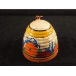 A Clarice Cliff Gayday pattern honey pot (as found)