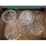 Various cut glass bowls and vases etc