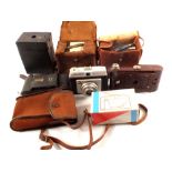 A Kodak Hawkey Brown Bakelite cameras plus various others