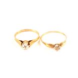 Two 9ct gold illusion set diamond rings