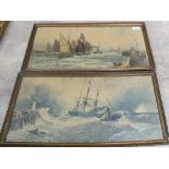 A pair of Hardy coloured prints of Gorleston Harbour 1891,